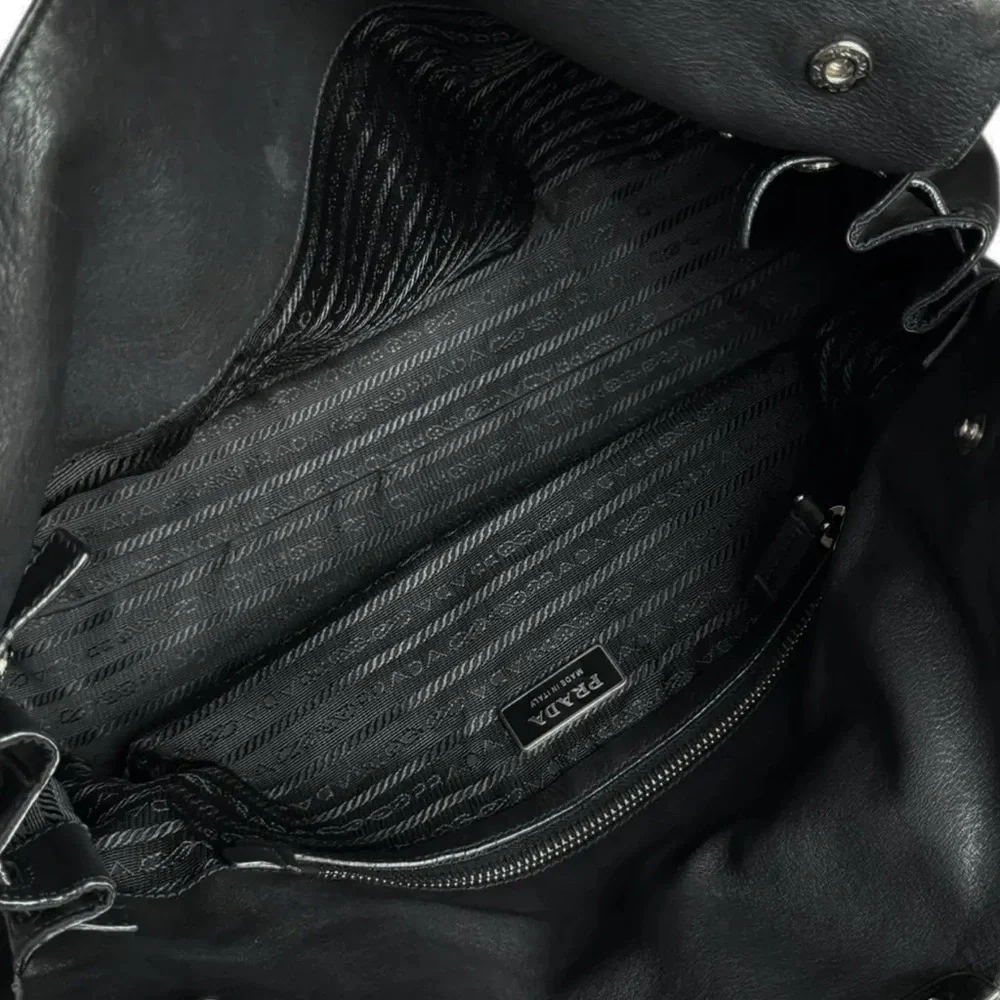 Prada BR1324 Tessuto + Nappa Nylon & Leather Satchel Bag – Black - Picture 3 of 6